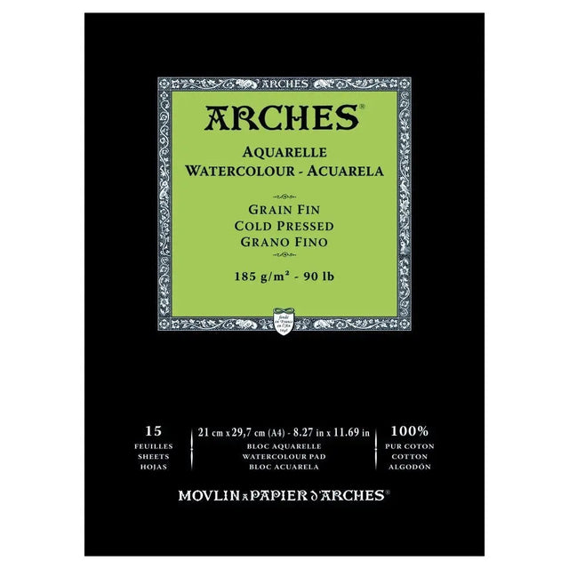 Arches Watercolour - Aquarelle 185 GSM 100% Cotton Paper Pad Arches