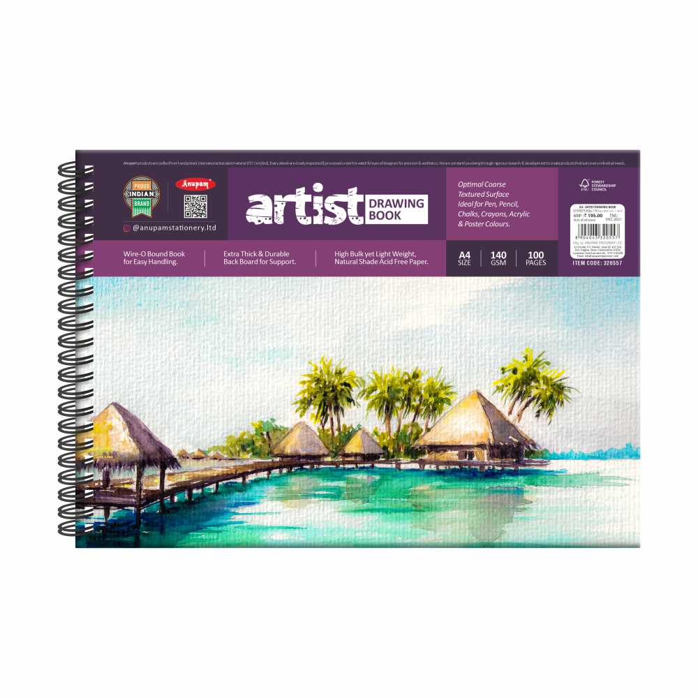 Artist sketch pad with watercolor paper, measuring 12 x 12 inches. Perfect for creating beautiful watercolor artworks.