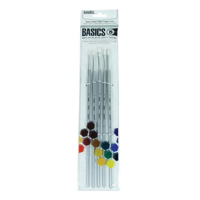 Liquitex Basics White Nylon Brushes Set of 5.