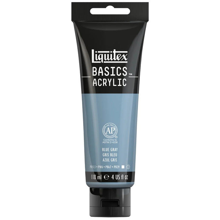 Blue Grey Liquitex Basic acrylic paint tube.