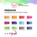 Thoovi Premium Watercolor Half Pans Set of 12 Breeze Shades Chart