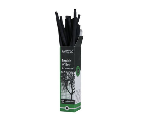 Brustro English Willow Charcoal Medium 25 Sticks