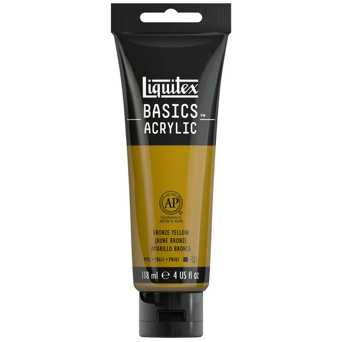 Bronze Yellow Liquitex Basic acrylic paint tube.