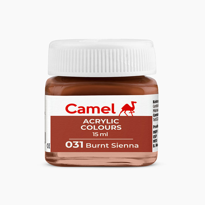 Camel acrylic colors 15ml tube in Burnt Sienna Shade.