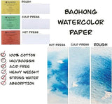 Baohong Artists Watercolour Paper - Natural White  300 GSM - 100% Cotton Paper Glued 4 Side Pad (Block) Of 20 Sheet (Artist Level) Baohong