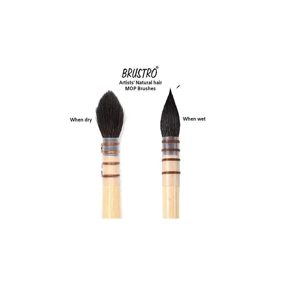 Brustro Artists Natural Hair Mop Brush Set Of 4 Brustro