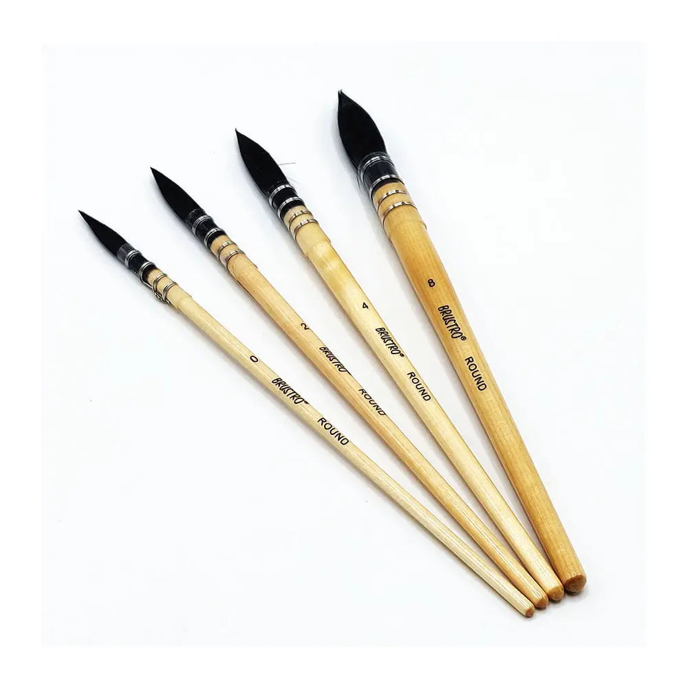 Brustro Artists Natural Hair Mop Round Brush Set Of 4 Brustro - Inside View