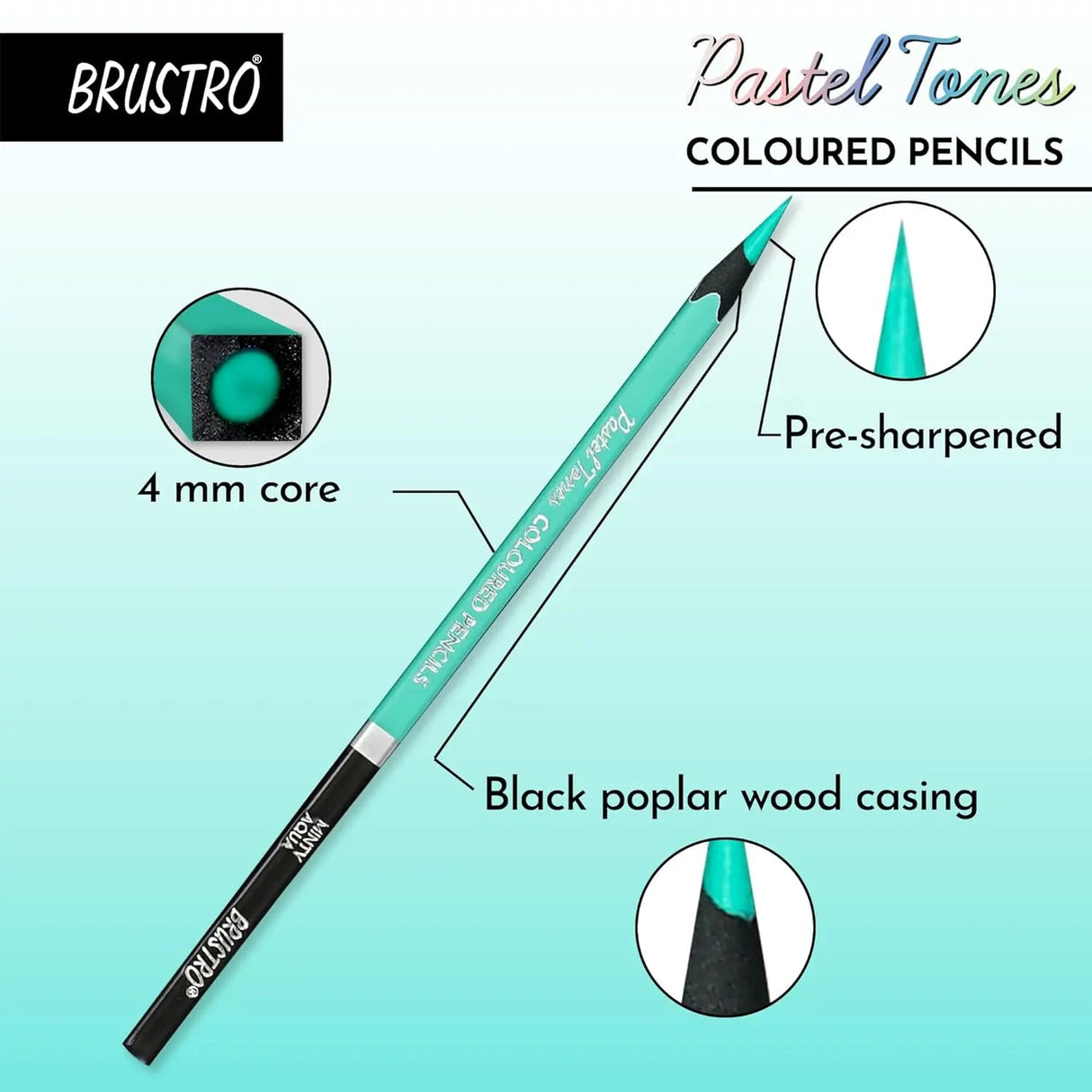 Brustro Artists' Coloured Pencils Pastel Tone Set of 36 (in Elegant tin Box) Brustro