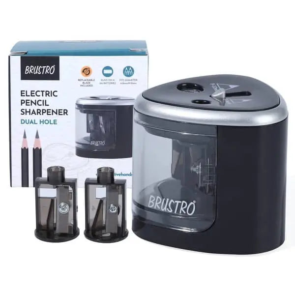 Brustro Double Hole Battery Operated Pencil Sharpener Autofeed Doms