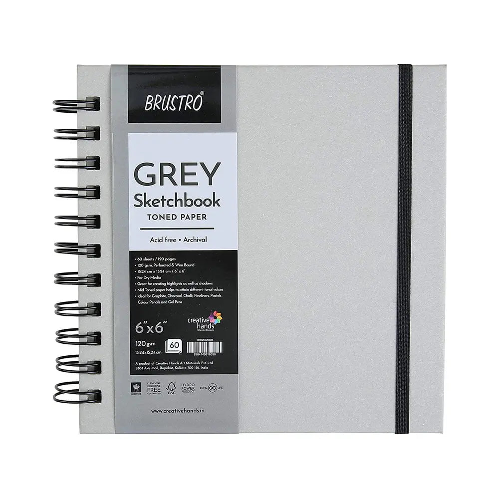 Brustro Grey Sketchbook Toned Paper 120gsm Brustro
