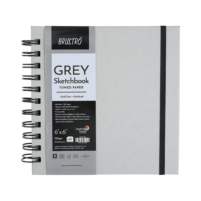 Brustro Grey Sketchbook Toned Paper 120gsm Brustro