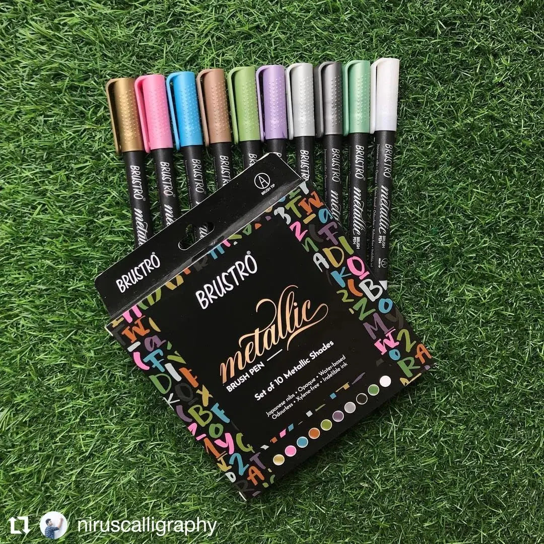 Brustro Metallic Brush Pen Set Of 10 Brustro