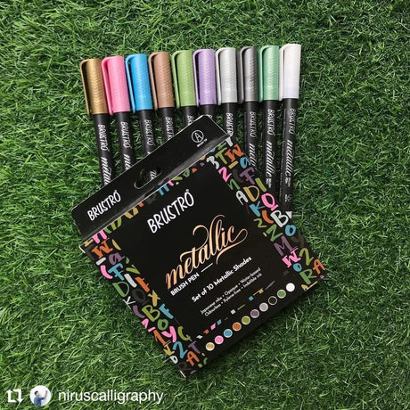 Brustro Metallic Brush Pen Set Of 10 Brustro