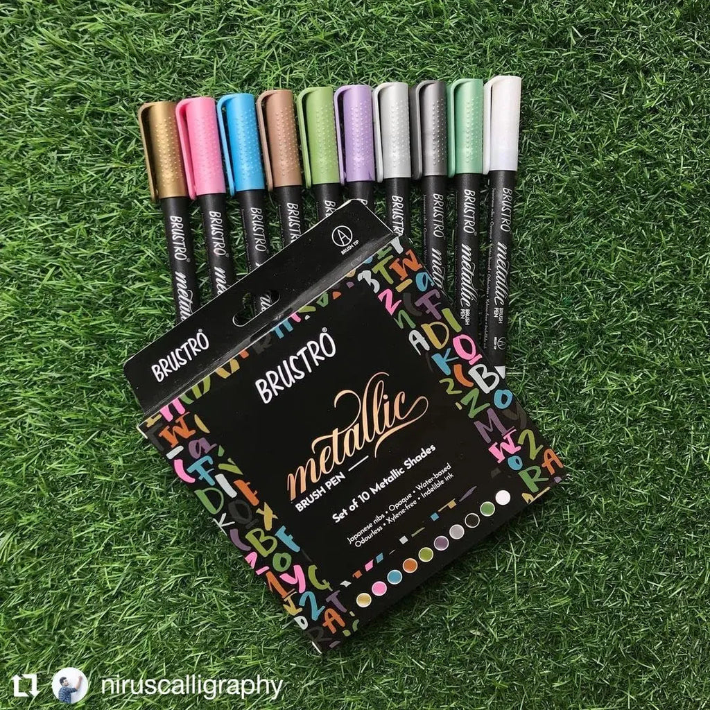 Brustro Metallic Brush Pen Set Of 10 Brustro