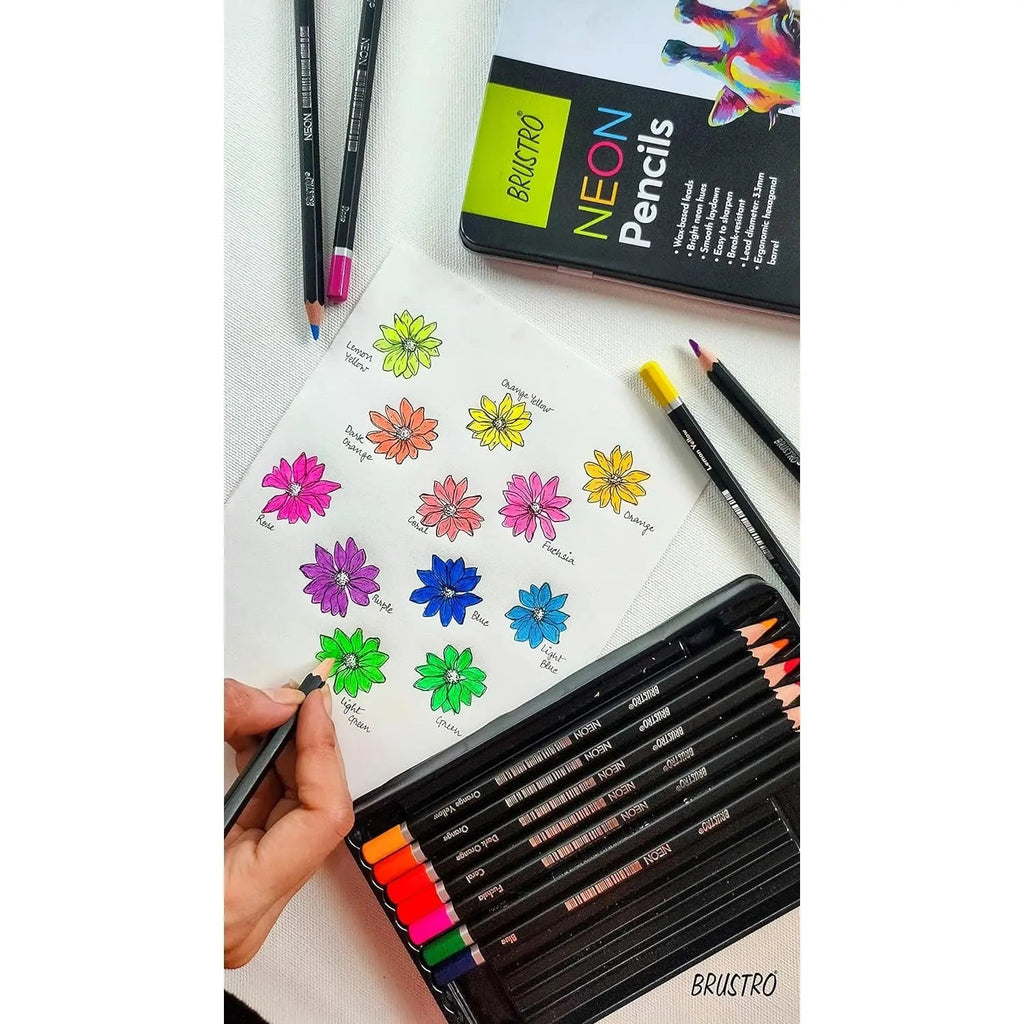 Brustro Neon Pencil Set of 12 Brustro