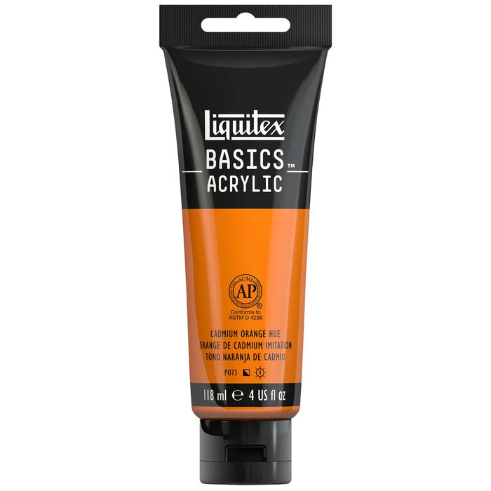 Cadmium Orange Hue Liquitex Basic acrylic paint tube.