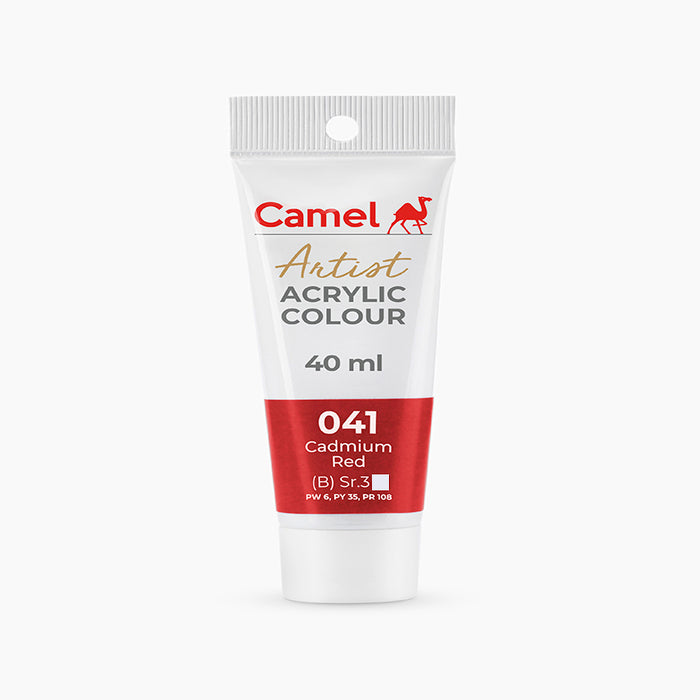 Camel Artist  Acrylic Colour - 40ml - Cadmium Red.