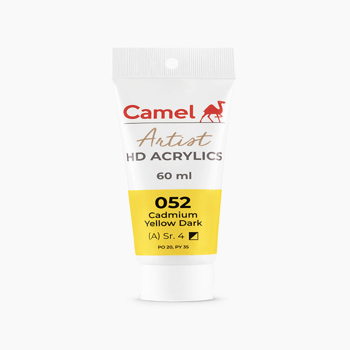 60ml tube of Camel HD Acrylic paint in Cadmium Yellow Dark Color.