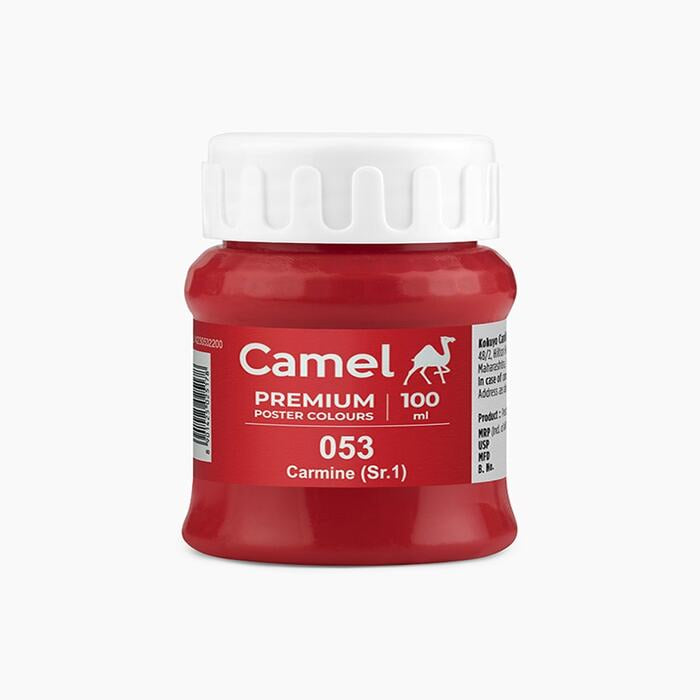 Camel premium poster color in a shade of Carmine 100ml.