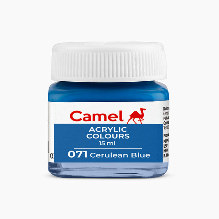 Camel acrylic colors 15ml tube in Cerulean Blue Shade.