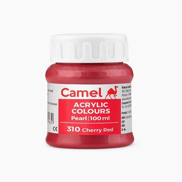 Camel acrylic Pearl Cherry Red color paint.