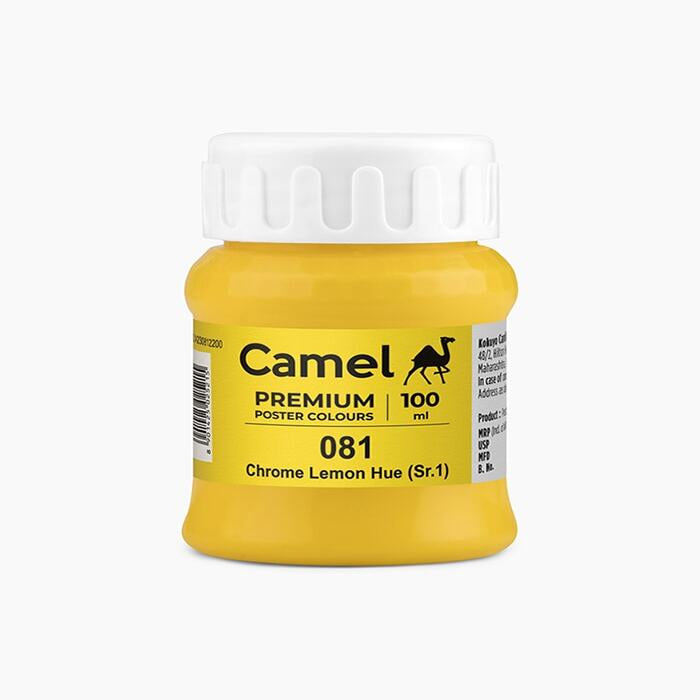 Camel premium poster color in a shade of Chrome Lemon Hue 100ml.