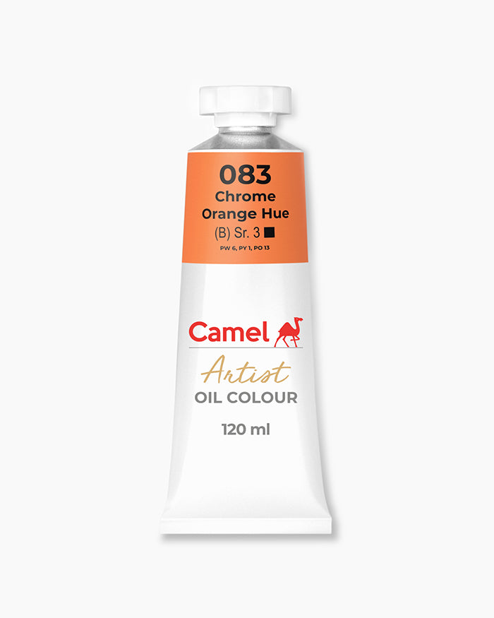 Camel oil paint tube in Chrome Orange Hue color 120ml.