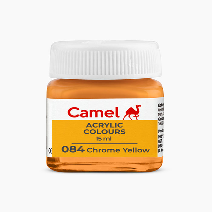 Camel acrylic colors 15ml tube in Chrome Yellow Shade.