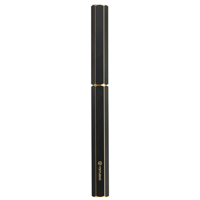 Ystudio | Fountain Pen | Black Hexogon | Classic Revolve | Brass Body | Medium Nib YSTUDIO