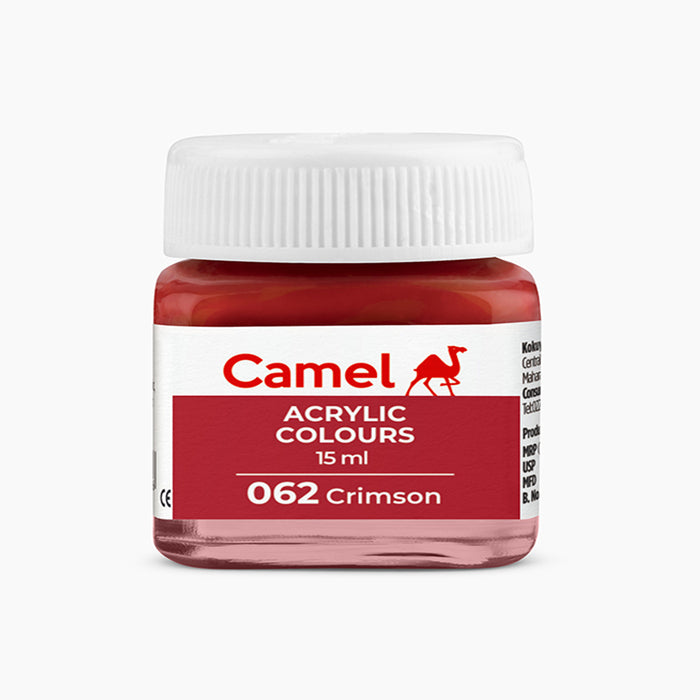 Camel acrylic colors 15ml tube in Crimson Shade.