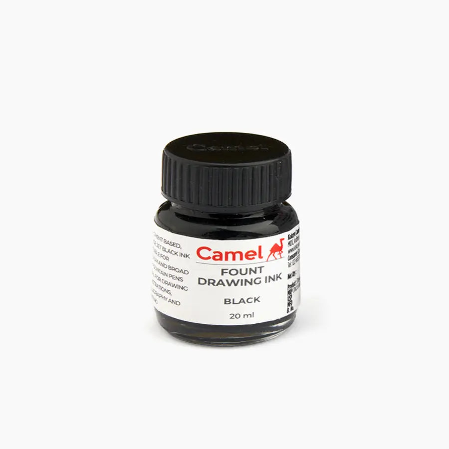 Camel Fount Drawing Ink Black 20ml Camel