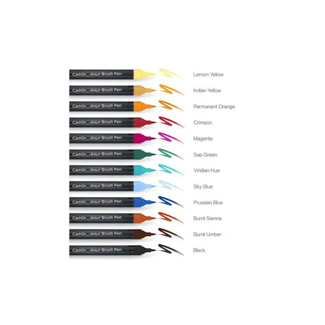 Camlin Artist Brush Pen Set - Pack of 12 Camel
