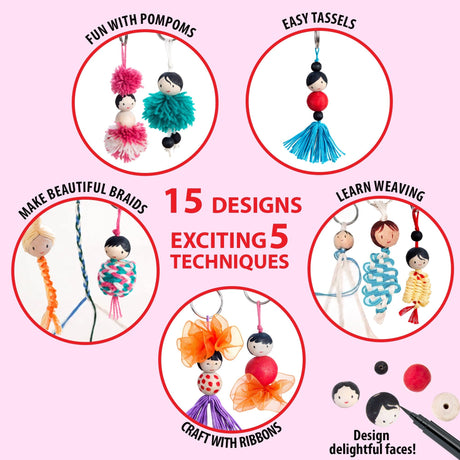 Chalk And Chuckles DIY Keychain Dolls Craft Kit Canvazo