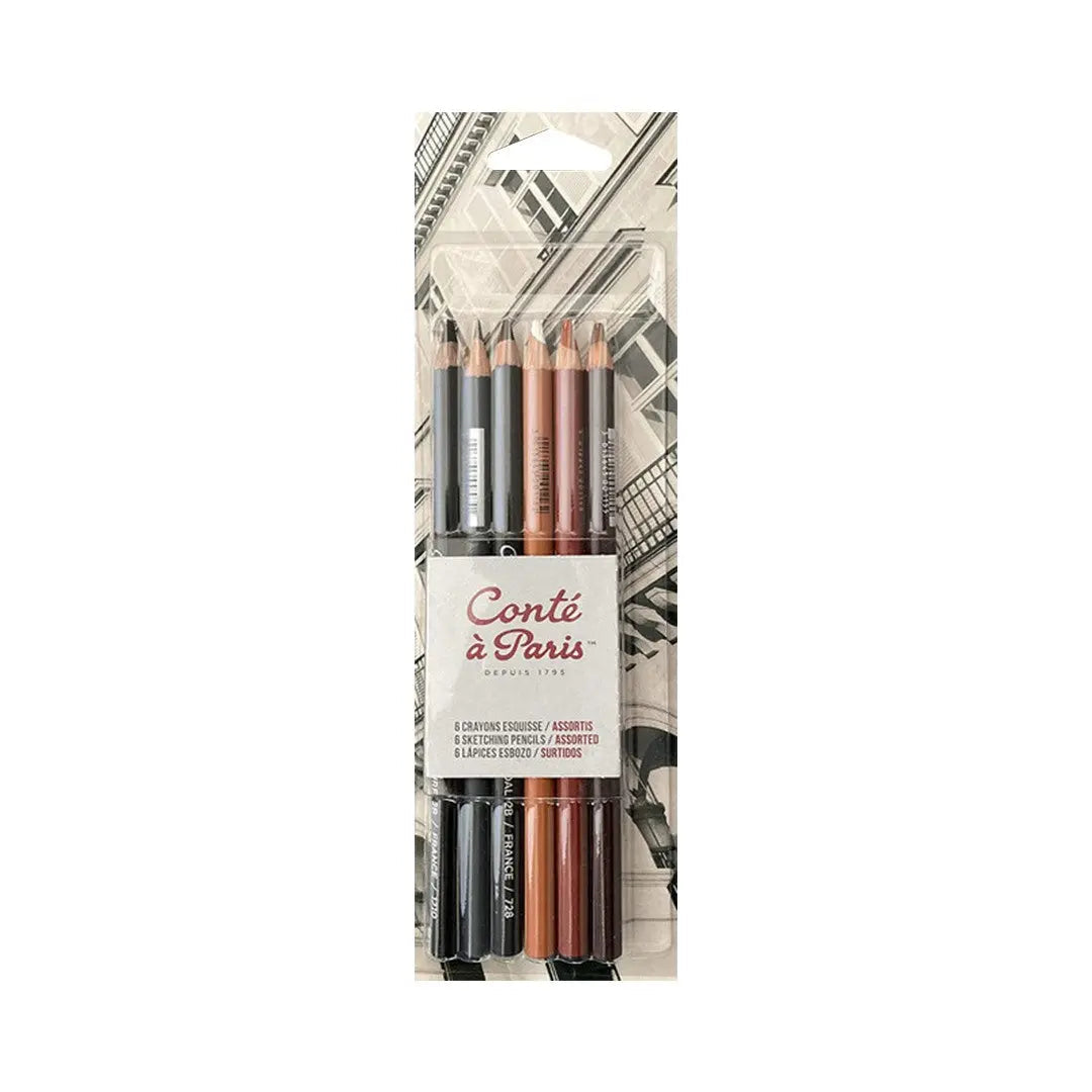 Conte a' Paris Crayon Esquisse Assorted Sketching Pencils - Blister Pack of 6 Conte  Paris