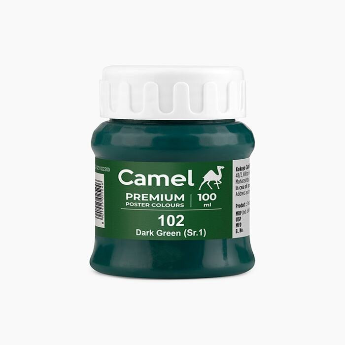 Camel premium poster color in a shade of Dark Green 100ml.
