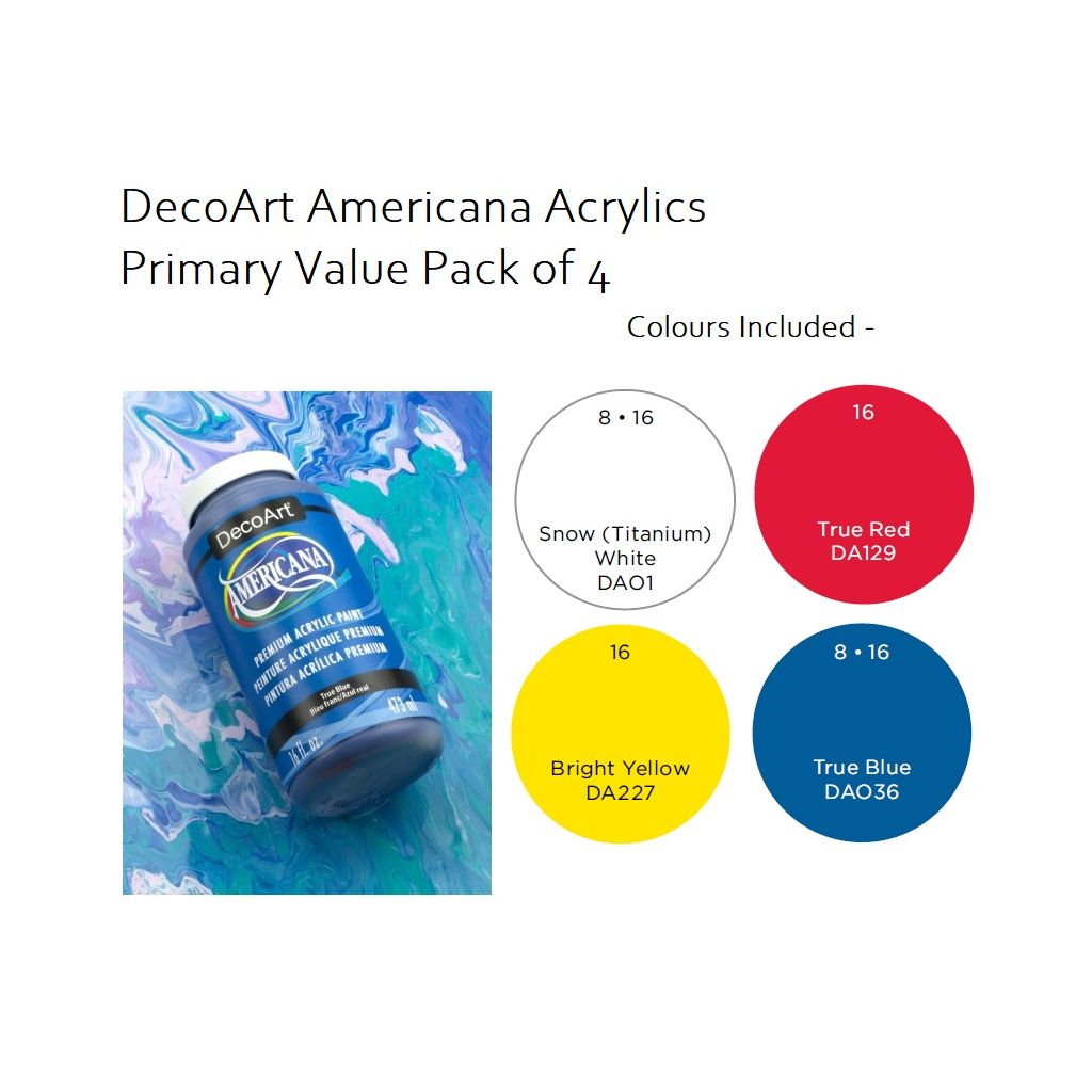DecoArt Americana Matte Acrylic Paint Primary Set 4