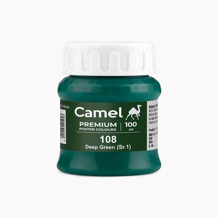 Camel premium poster color in a shade of Deep Green 100ml.