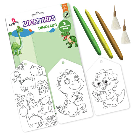 iCraft Dinosaur Bookmark Coloring Kit for Kids - DIY Set iCraft