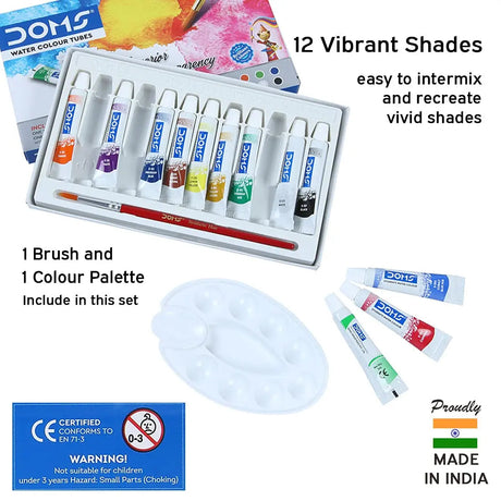 Doms Water Colour Tubes Set of 12 shades (5ml Tubes) Doms