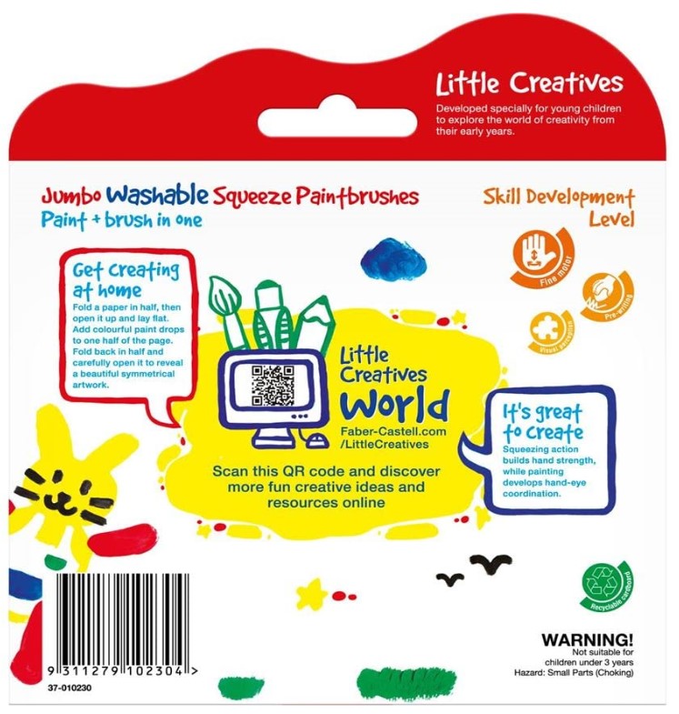 Faber Castell Jumbo Washable Squeeze Paint Brushes (Pack Of 6) Faber Castell