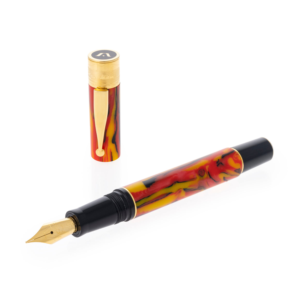 Gioia | Fountain Pen & Rollerball Pen | Partenope | Fiamma Flame | Gold Trims Gioia