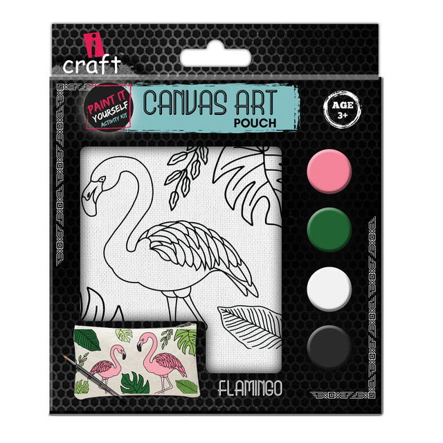 iCraft DIY Canvas Pouch Painting Kit for Kids - Flamingo Design iCraft