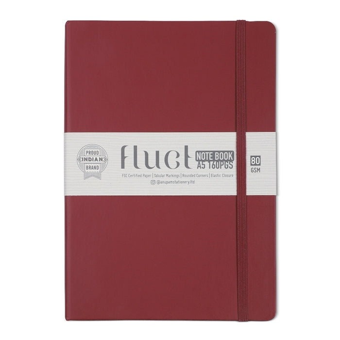 Red notebook with fluke design on cover, size A5