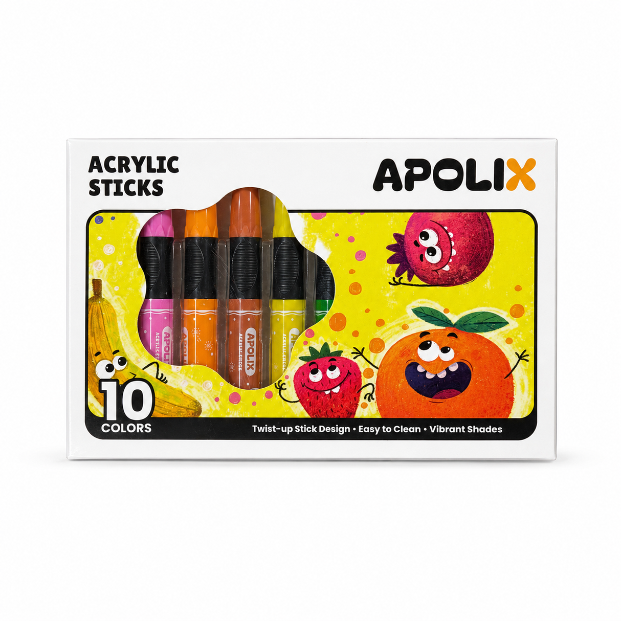 Apolix Acrylic Sticks 10 Colours | Twist-Up Kids Crayons