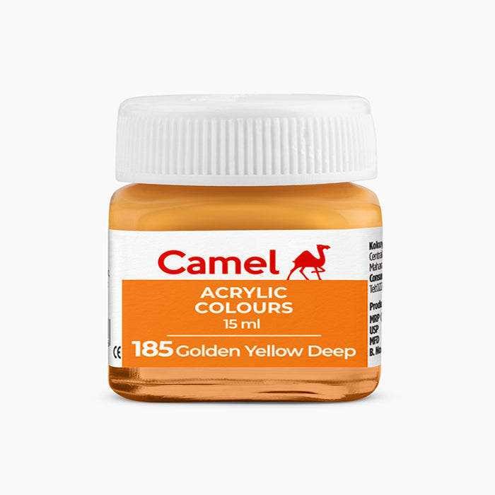 Camel acrylic colors 15ml tube in Golden Yellow Deep Shade.