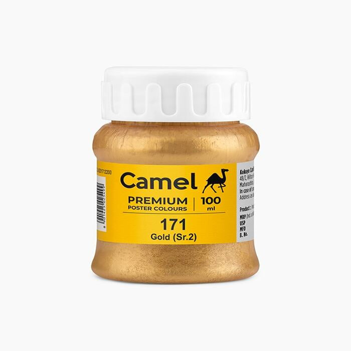 Camel premium poster color in a shade of Gold 100ml.