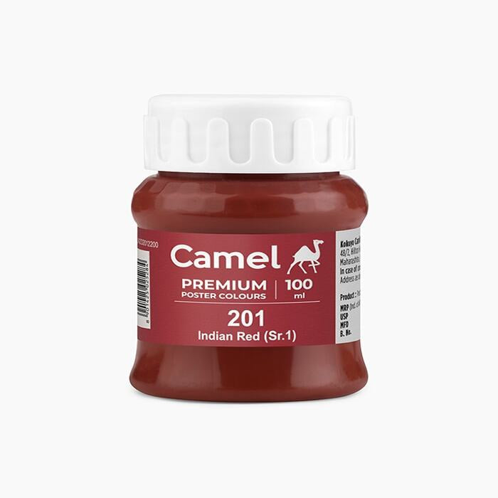Camel premium poster color in a shade of Indian Red 100ml.