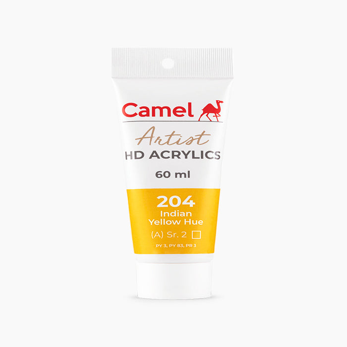 60ml tube of Camel HD Acrylic paint in Indian Yellow Hue Color.