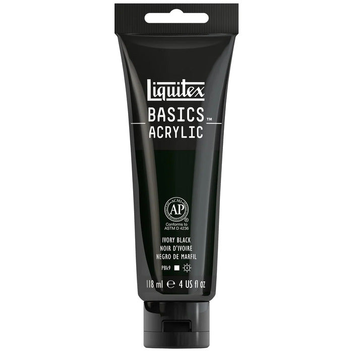 Ivory Black Liquitex Basic acrylic paint tube.