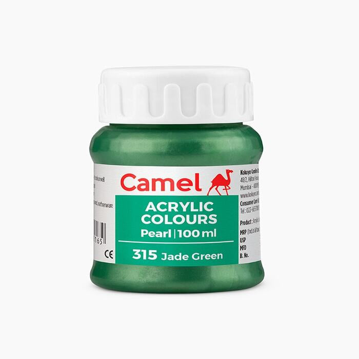 Camel acrylic Pearl Jade Green color paint.